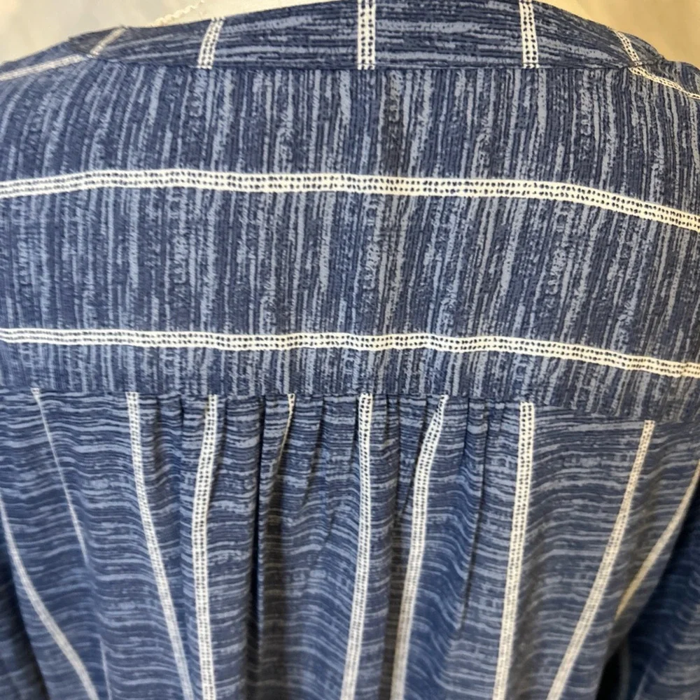 Blue and White Striped‎ Swim Coverup with V-Neck - Picture 5 of 5